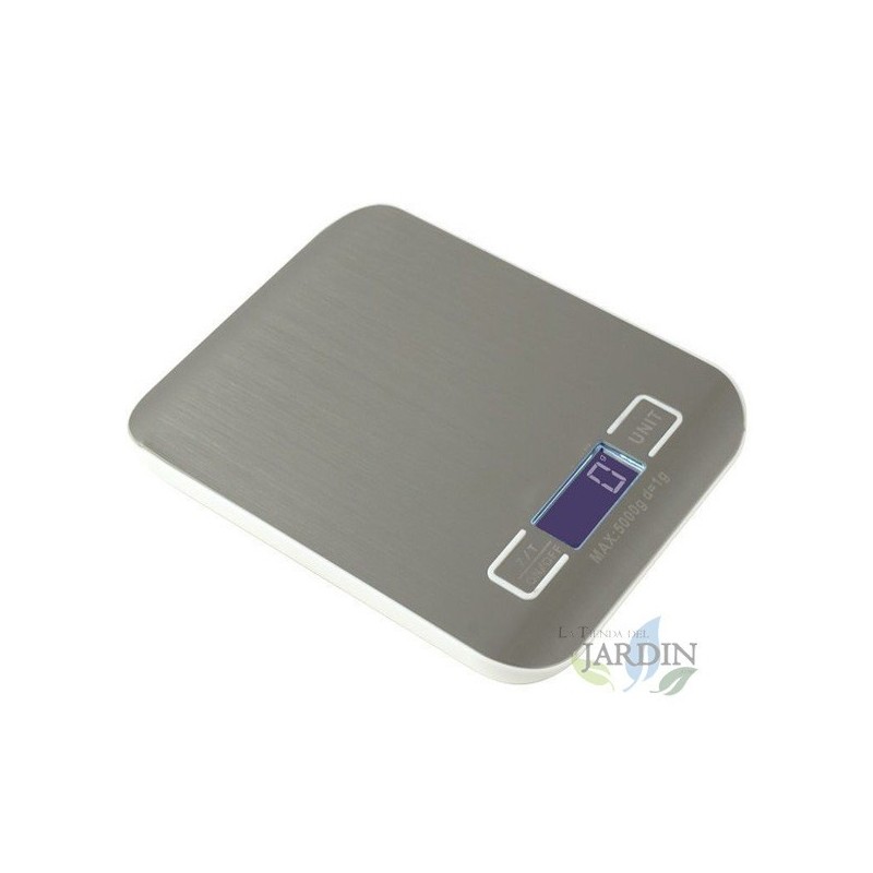 LED kitchen scale, 5 kg, grey, 1 g graduation, 14 x 18 cm