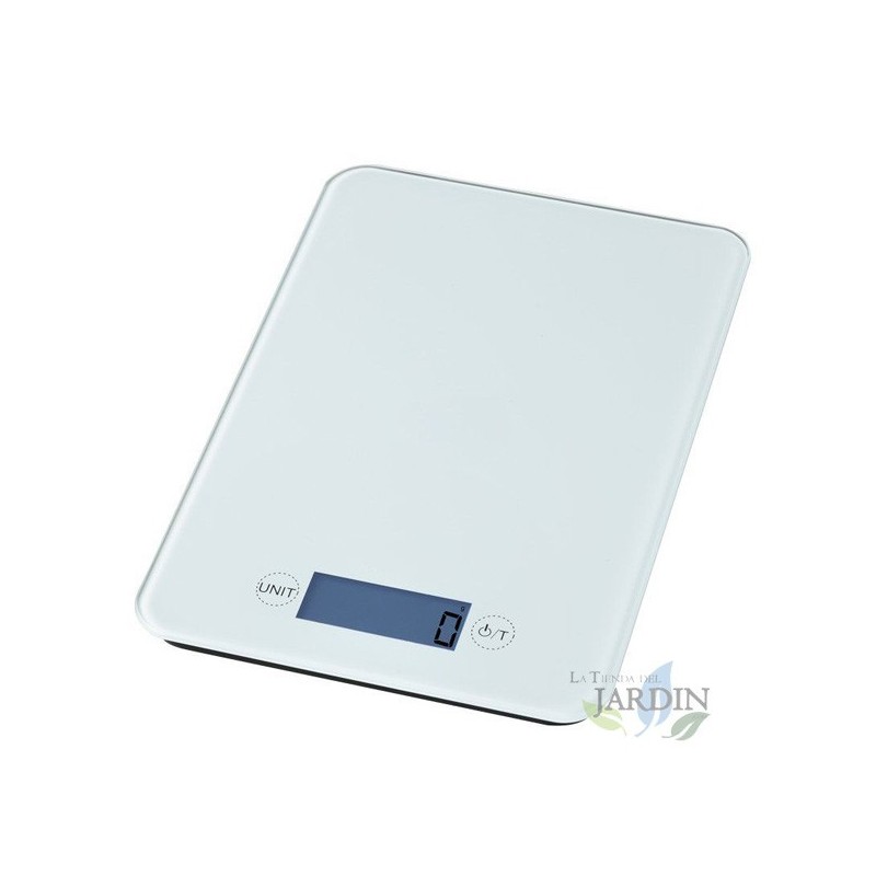 Balança de cozinha LED, 5 kg, branca, graduação 1 g, 16 x 23 cm