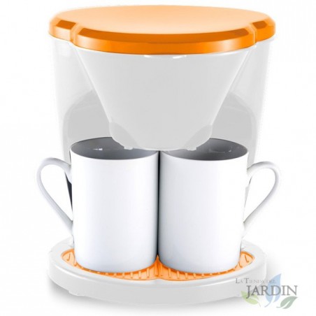 Cafetera de Goteo Naranja 0.6 Litros, 2 Tazas 450W, Estilo Moderno y Eficiente