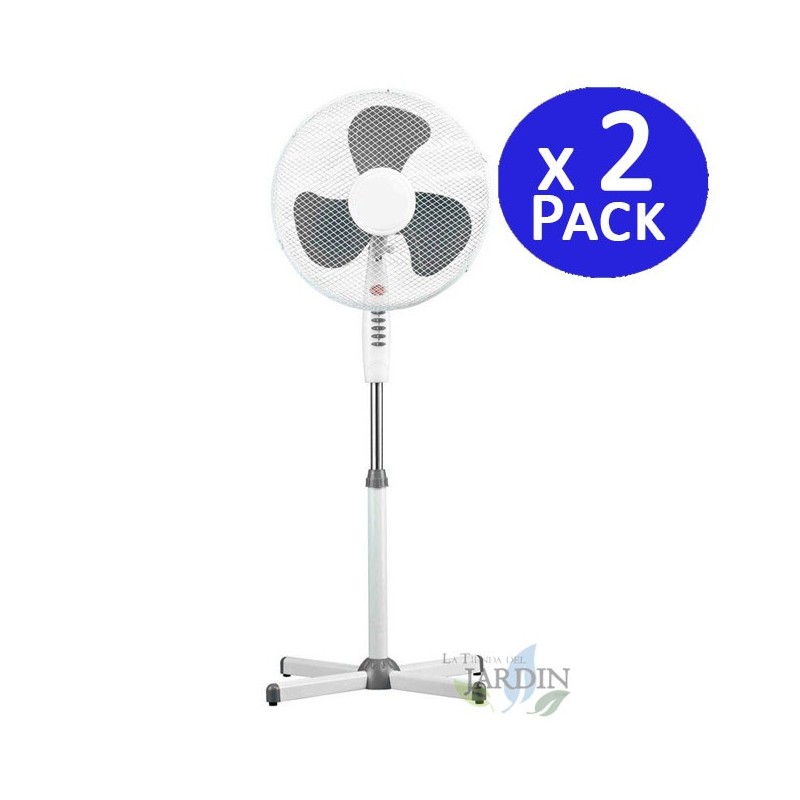 2 x Ventilateur sur pied 16'' gris 3 vitesses 50W