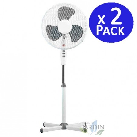 2 Stück Thulos Standventilatoren 16'' Grau, 3 Geschwindigkeiten, 50W, Lüfter für Zuhause