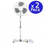 2 x Ventilateur sur pied 16'' gris 3 vitesses 50W