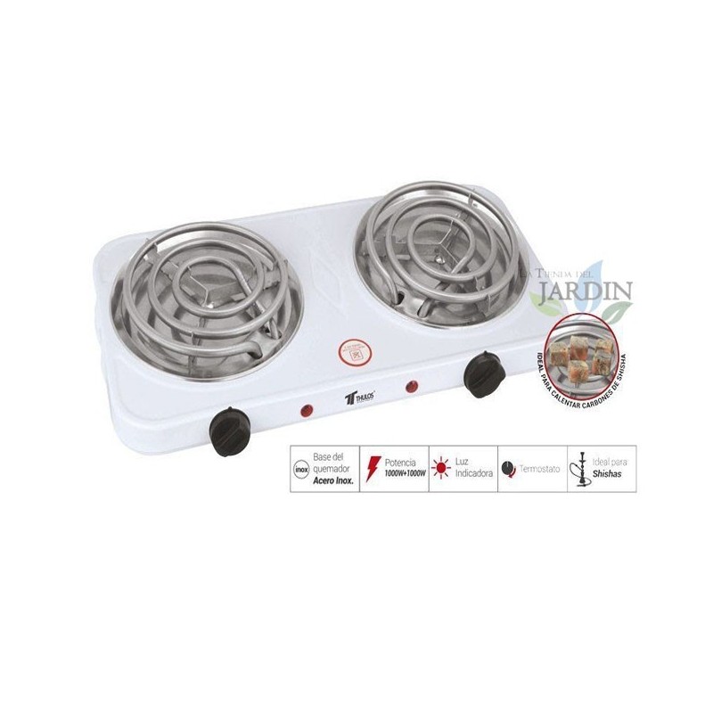 Portable electric stove, 2 burners, special for shisha coals