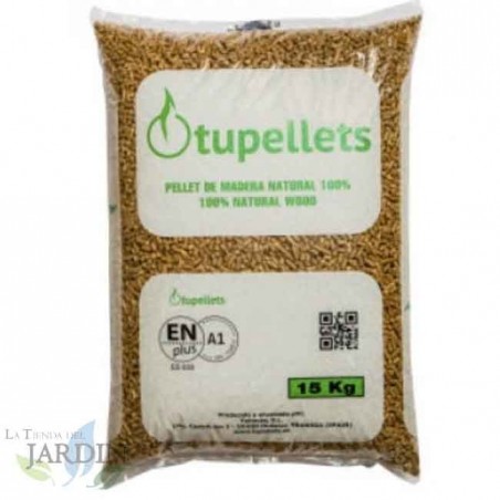 15 kg di pellet di legno 100% naturale per il riscaldamento. Pratico, comodo ed efficiente.