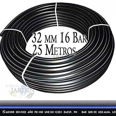 Polyethylenrohr in Lebensmittelqualität, 32 mm, 16 bar, 25 m, PE100, hohe Dichte