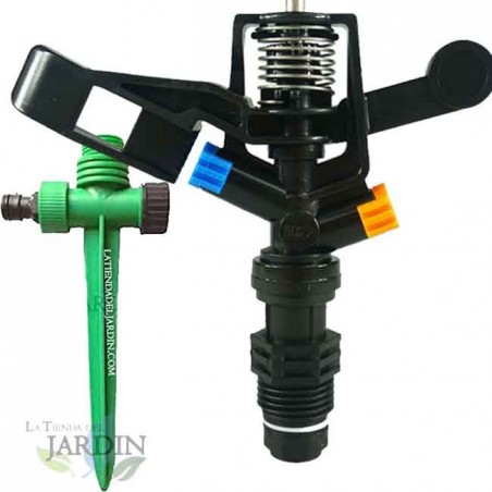 Pack de 15 arroseurs circulaires d'irrigation 1/2", 7 à 13 mètres + 5 supports d'arroseurs