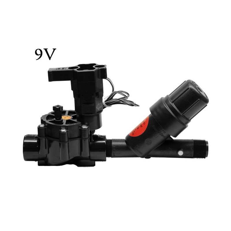 Électrovanne d'arrosage 9V 075DV 3/4'' + Filtre à mailles 3/4'' 2 bar