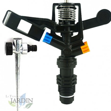 Confezione da 15 irrigatori circolari da 1/2", da 7 a 13 metri + supporto per irrigatore in metallo