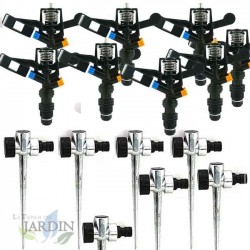 15 Stück Sprinkler 1/2'' 7 bis 13 m + Metallischer Regnerhalter