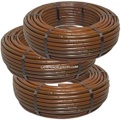 Pack de 300 mètres de tuyau d'irrigation goutte à goutte de 16 mm à 33 cm marron