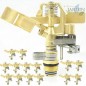 Pack 15 x sprinkler 1/2" adjustable brass. Range 10-15 meters. Flow 9 to 20 liters / minute Pack 15 x sprinkler 1/2" adjustable brass. Range 10-15 meters. Flow 9 to 20 liters / minute