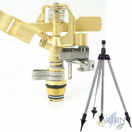  Adjustable brass sprinkler pack 10-15 meters.  1/2" thread. Includes metal sprinkler holder tripod