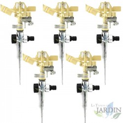 5 Stück Sprinkler Beregnungssprühkopf aus Messing, 10-15 m Reichweite. Gewinde 1/2''  + Metallische Sprühhalterungen