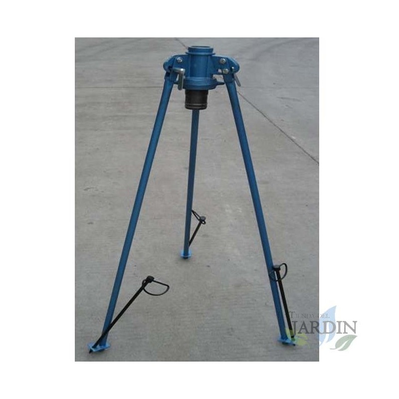 Suporte de tripé de irrigação de metal de 2" para aspersores. Conexão plana macho de 2".