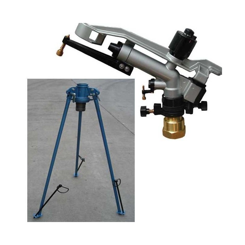 Kit cannone di irrigazione duplex regolabile da 2", da 20 a 43 metri + treppiede da 2"