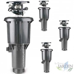 Confezione da 4 irrigatori agricoli a impatto a scomparsa MaxiPou da 6-13 m e 1/2". Circolari e regolabili.