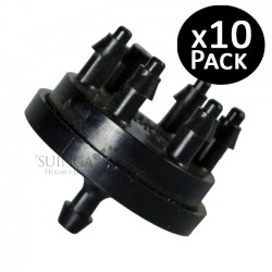 Self-compensating dripper with 6 x 4 l/l outputs. Pack of 10 drippers.