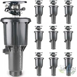 Confezione da 10 irrigatori agricoli a impatto a scomparsa MaxiPou da 6-13 m e 1/2". Circolari e regolabili.
