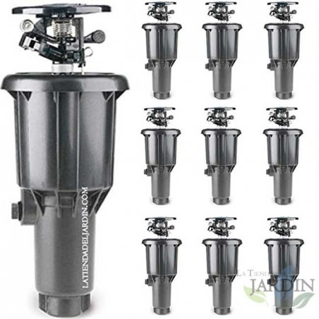 Confezione da 10 irrigatori agricoli a impatto a scomparsa MaxiPou da 6-13 m e 1/2". Circolari e regolabili.