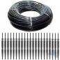 Tuyau flexible d'arrosage 3x5 mm. Conducteur PVC souples noir, 200m + 50 piquets Irrigation goutte à goutte 2,6 l/h