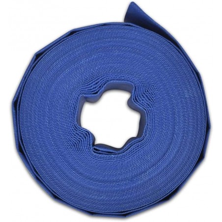 FLAT HOSE 40mm 5 meters for water discharge, Blue PVC Polyester Rubber Layflat for Fires and Pools (1 1/4")