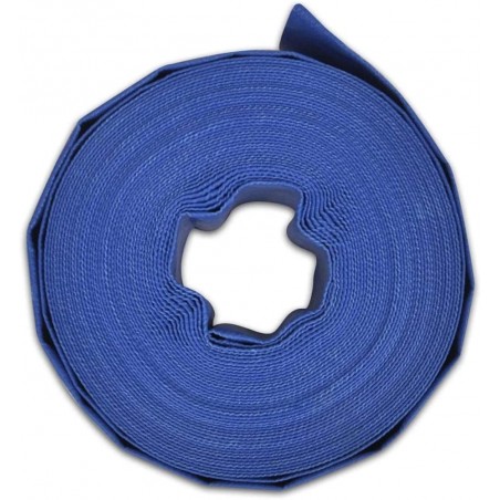 MANGUERA PLANA 50mm 100 metros para descarga de agua, Poliester PVC Azul Goma Layflat de Incendios y Piscinas (2")
