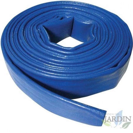MANGUERA PLANA 25mm 10 metros para descarga de agua, Poliester PVC Azul Goma Layflat de Incendios y Piscinas (1")
