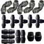 Rohr 25 mm Bewasserung Packung: 5 T-Stücke + 5 Bögen + 5 Glieder + 2 Stopfen. Schwarzes Polyethylen-Fitting für Landwirtschafts Rohr 25 mm Bewasserung Packung: 5 T-Stücke + 5 Bögen + 5 Glieder + 2 Stopfen. Schwarzes Polyethylen-Fitting für Landwirtschafts