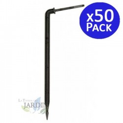 Pack 50 Estaca Riego por Goteo Curva | Estacas Microtubo 15cm 2,6 Litros/hora | Piqueta de Riego Pica Gota