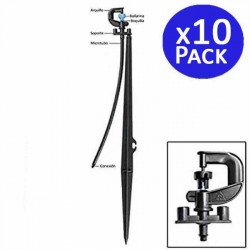 10 x Micro arroseur d'irrigation 360º avec piquet de 40cm