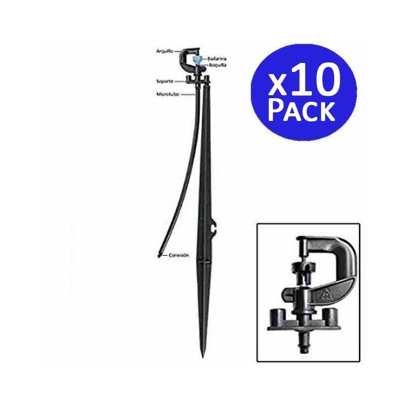 10 x Micro arroseur d'irrigation 360º avec piquet de 40cm