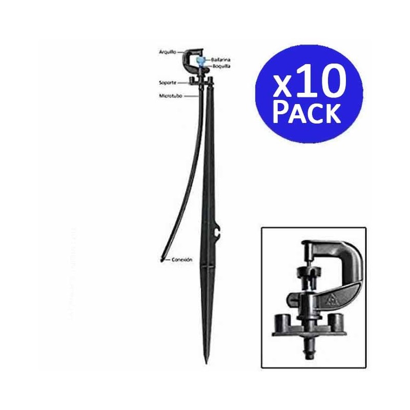 Lot de 10 Micro arroseur d'irrigation 360º avec piquet de 40cm Lot de 10 Micro arroseur d'irrigation 360º avec piquet de 40cm