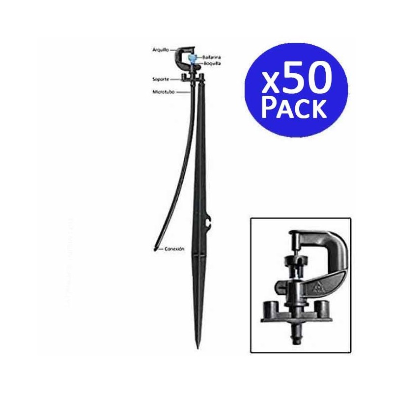 50 x Micro arroseur d'irrigation 360º avec piquet de 40cm