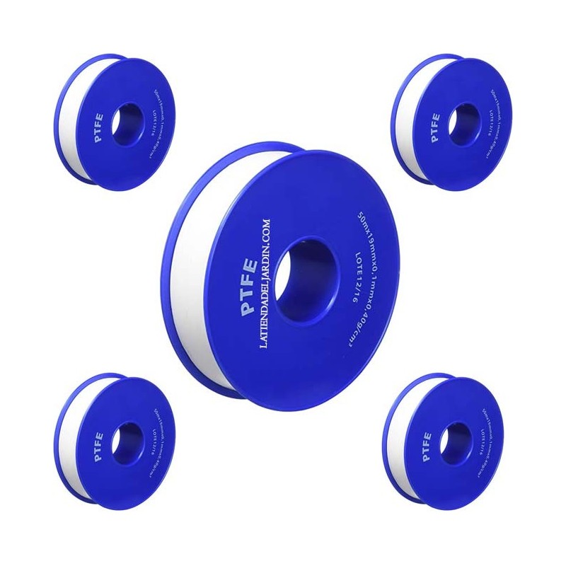 Pack 5 Rollos de Cinta Teflon profesional de 19mm x 15 metros, Selladora de Tuberia, Cinta y Tape profesional PTFE Pack 5 Rollos de Cinta Teflon profesional de 19mm x 15 metros, Selladora de Tuberia, Cinta y Tape profesional PTFE