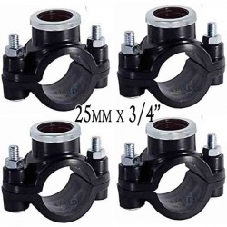 Confezione da 4 collari per irrigazione da 25 mm x 3/4". Utilizzati per l'installazione di elementi di irrigazione quali irrigat