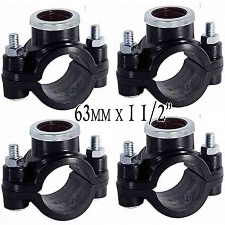 Confezione da 4 x COLLARI PER IRRIGAZIONE 63 MM x 1 1/2". Utilizzati per l'installazione di elementi di irrigazione quali irriga