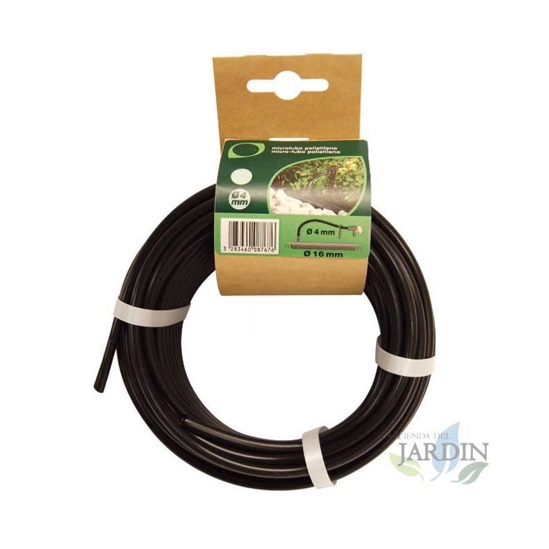 Tuyau flexible d'arrosage 4,5x6,5 mm. Conducteur PVC souples noir, 5m, recommandé pour l'arrosage goutte à goutte, Suinga