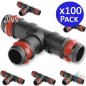 100er-Pack Tropfbewässerungs-T-Stücke 20 mm mit Sicherheitsring | 20-mm-Rohrverbinder-T-Stück | Tropf-T-Stück für 20-mm-Bewässer