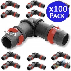 100 x Coude cannelée 16mm avec anneau de sécurité pour goutte à goutte