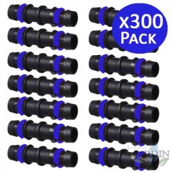 Lot de 300 Jonction cannelée 16mm avec anneau de sécurité pour goutte à goutte