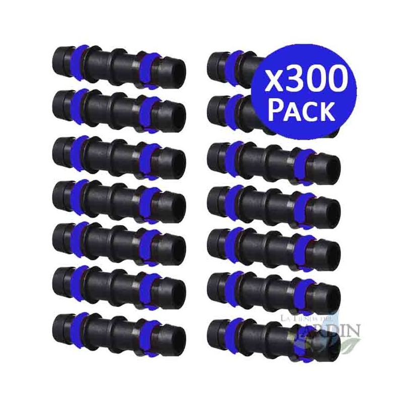 Pack 300 x 16MM DRIP SLEEVE with SAFETY RING. Link union for drip tube 16 mm. Black color. Pack 300 x 16MM DRIP SLEEVE with SAFETY RING. Link union for drip tube 16 mm. Black color.