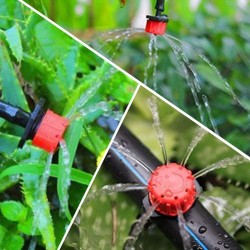 Lot de 100 Goutteur d'arrosage goutte à goutte goutteurs réglables pour jardin pots de pelouse système d'irrigation