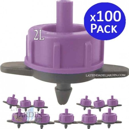 TROPFBESCHAFFUNG, 16 mm x 100 m, schwarze Farbe + 100 selbstkompensierende Tropfer 2 l/h, abnehmbar.