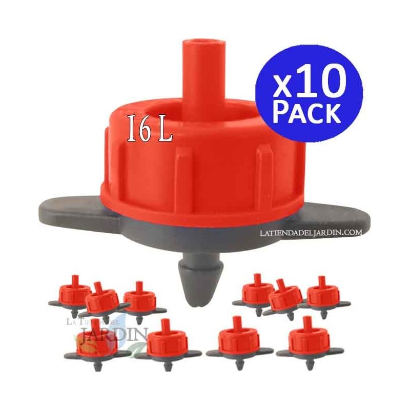 10 x Goutteur autorégulant 16 l/h, Goutteurs d'irrigation en ligne système micro, Goutteur pour arrosage agriole et jardinage