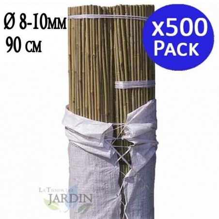 Pack 500 x Tutores de Bambú 90 cm, 8-10 mm. Varillas de bambú, caña bambú ecológica para sujetar árboles, plantas y hortalizas