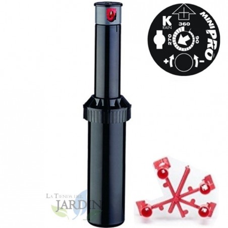 Lot de 4 Arroseur KRain Minipro 1/2'', arroseur turbine d'arrosage. Portée 4,9 à 14 m, angle réglable, Arrosage professionnel de