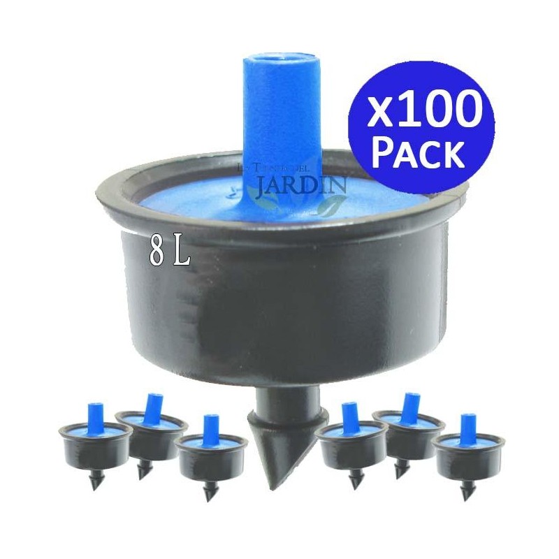 Set di 100 Gocciolatore autocompensante antidrenanti 8 litri. Gocciolatore per irrigazione agricola e giardinaggio Set di 100 Gocciolatore autocompensante antidrenanti 8 litri. Gocciolatore per irrigazione agricola e giardinaggio