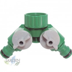  Schnellkupplung Schlauchleitung 2-Wege-Adapter, Doppelhahn Tropfbewässerung Bewässerung 3/4''