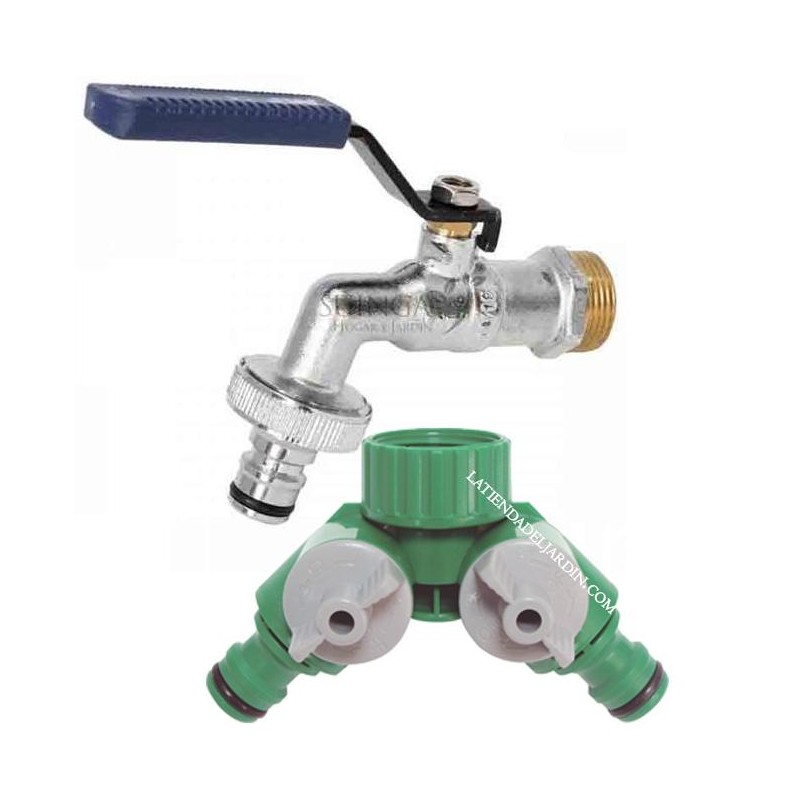 Conector Rápido Manguera Tubería Adaptador de Vías, Grifo doble