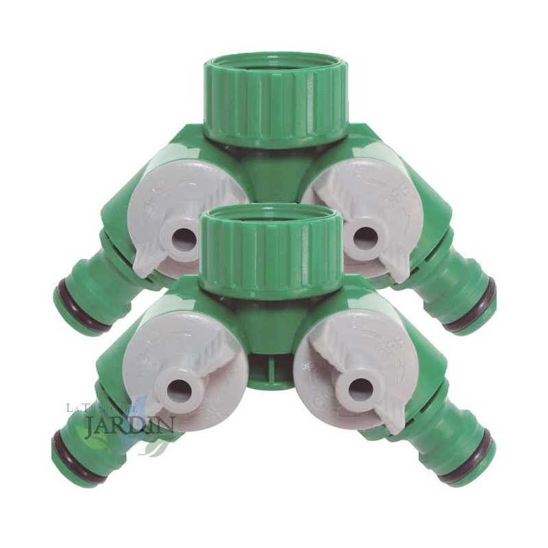 Pack 2 Conector Rapido Manguera Tuberia Adaptador de 2 Vias, Grifo doble riego por goteo Riego 3/4'', Bifurcador riego Pack 2 Conector Rapido Manguera Tuberia Adaptador de 2 Vias, Grifo doble riego por goteo Riego 3/4'', Bifurcador riego